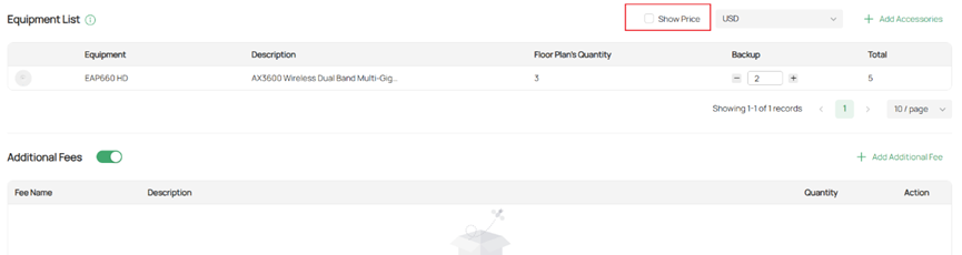 Disable the “Show Price” button hides the price.