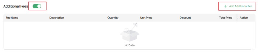 Enable Additional Fee, click Add Additional Fee.