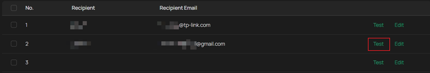 Test button for verifying SMTP configuration.