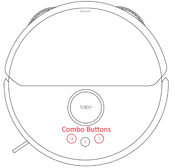 The combo buttons on the robot vacuum.