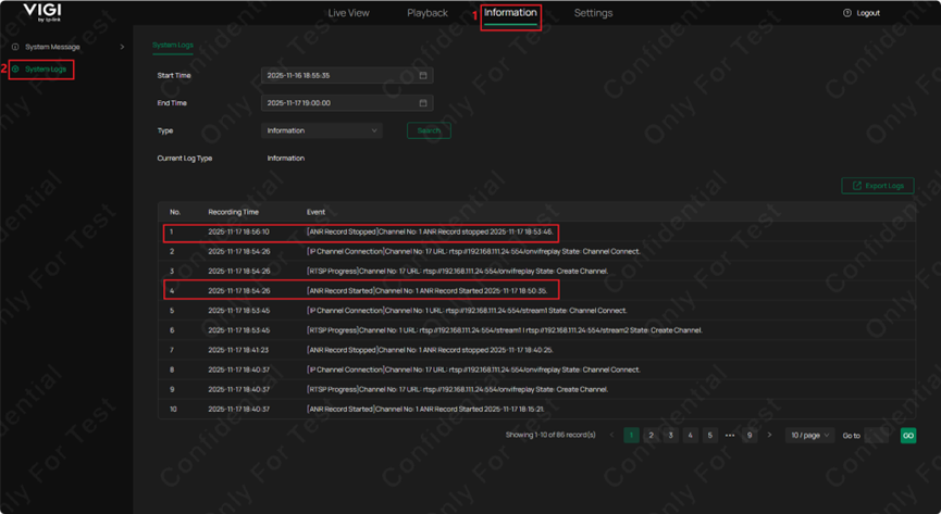 Show the position of the system log.