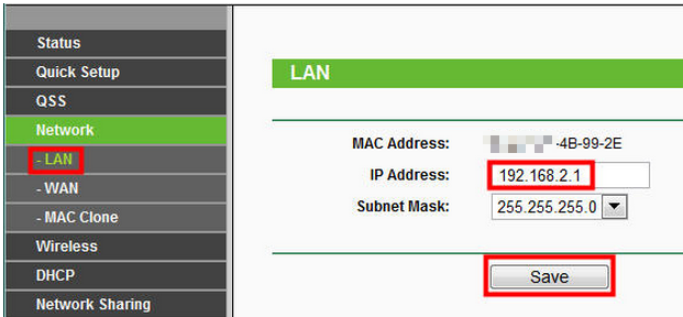Network-LAN page.