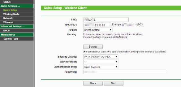 Wireless Client page.