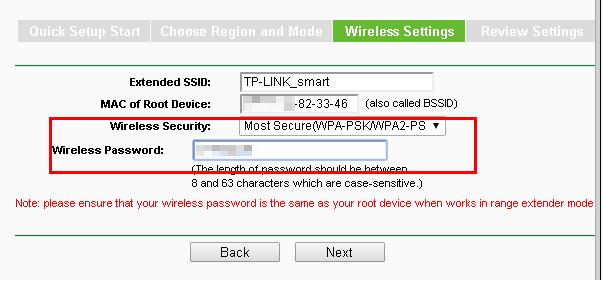 Wireless Settings page.