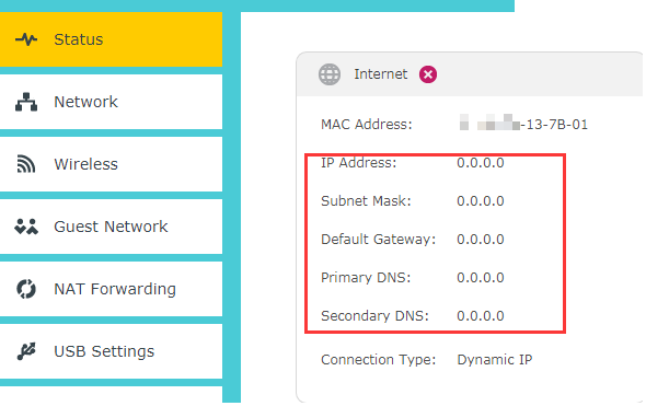 Status-Internet page.