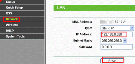 Network-LAN page.
