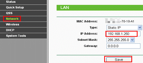 Change LAN IP address.