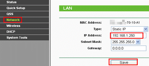 Network-LAN page.