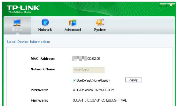 Powerline utility status page.