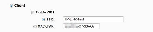 Select Client as the wireless Mode.
