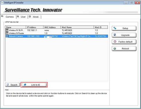 Intelligent IP Installer page.