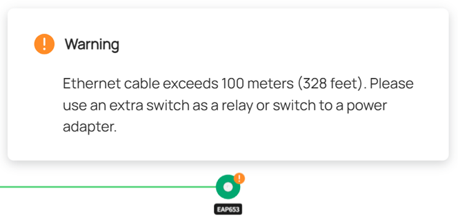 Cable length exceeds warning.
