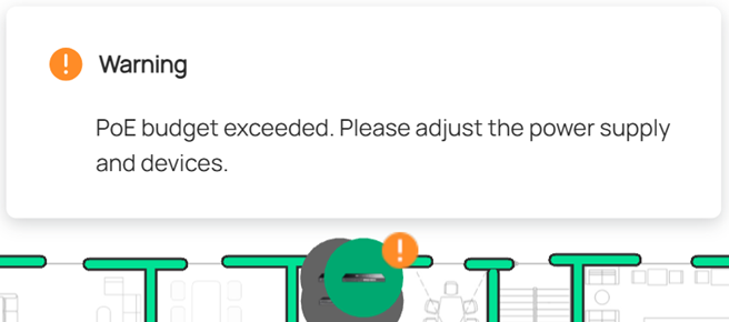 PoE budget exceeded warning.