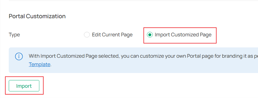 Page example when choose “Import Customized Page”.