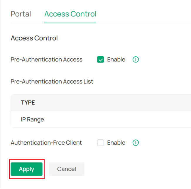 Position of Apply button.