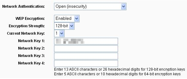 Wireless security page.