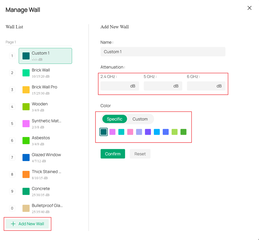 Create new wall attributes.