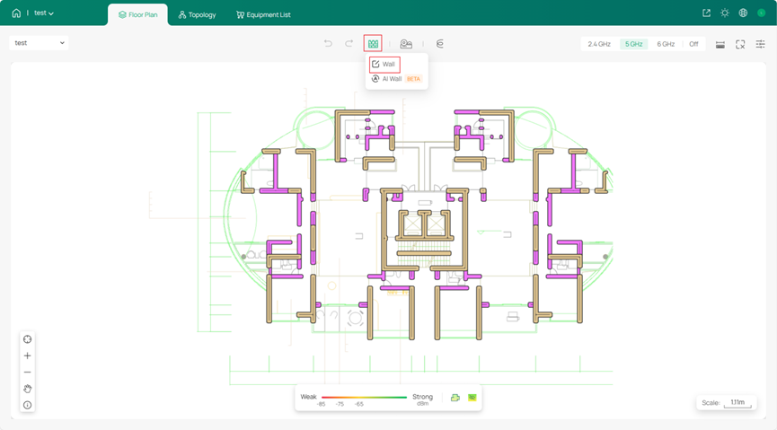 Click on the wall settings.