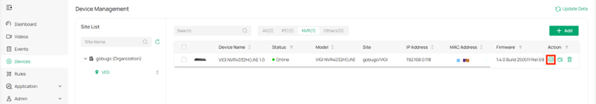 Locate the Settings of NVR.