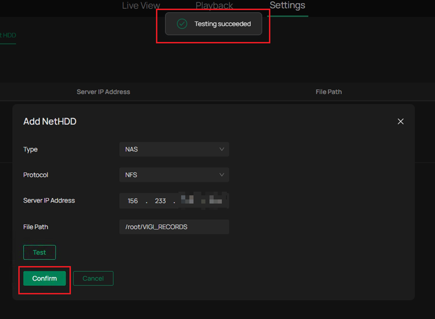 Test “Add Net HDD” configuration.