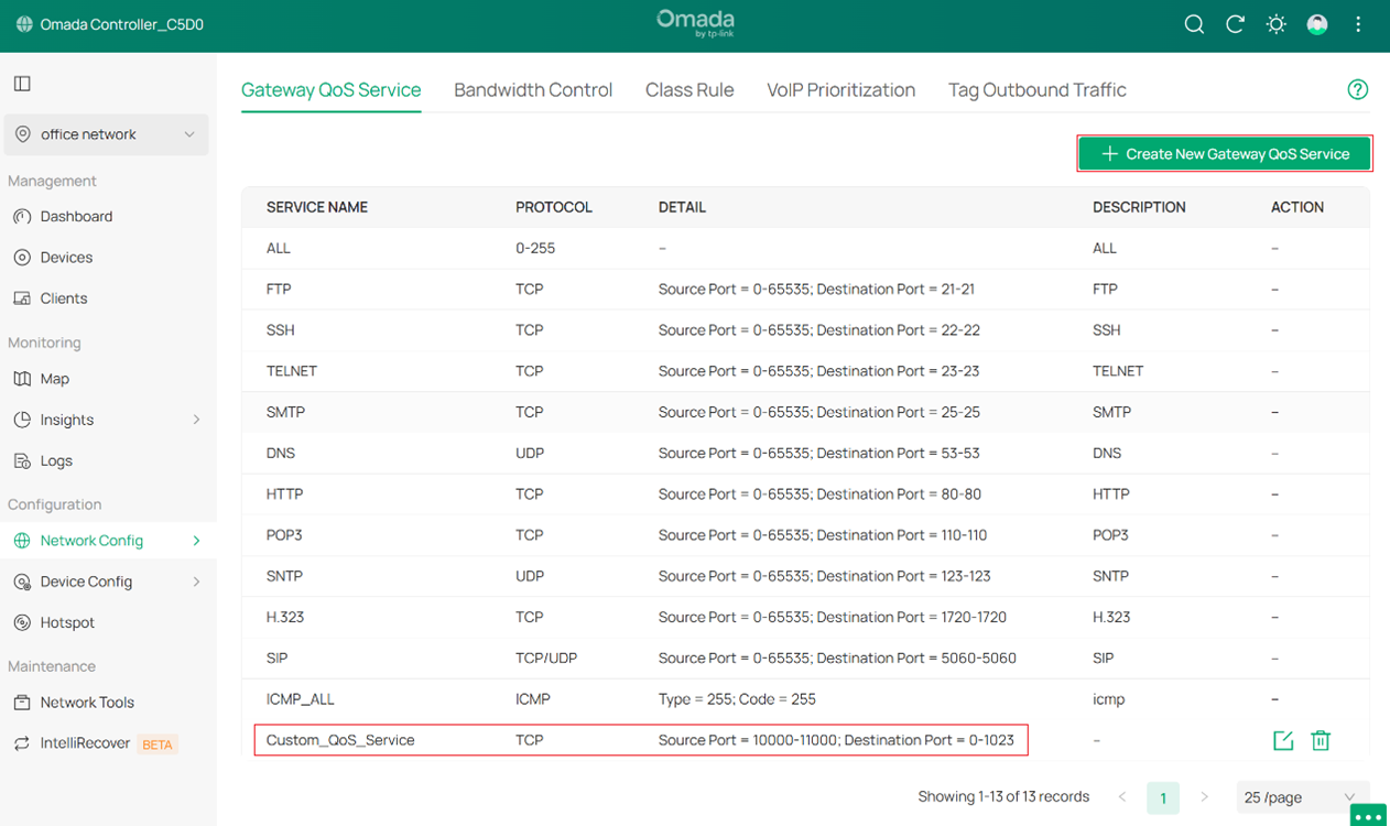  Add a custom QoS Service.