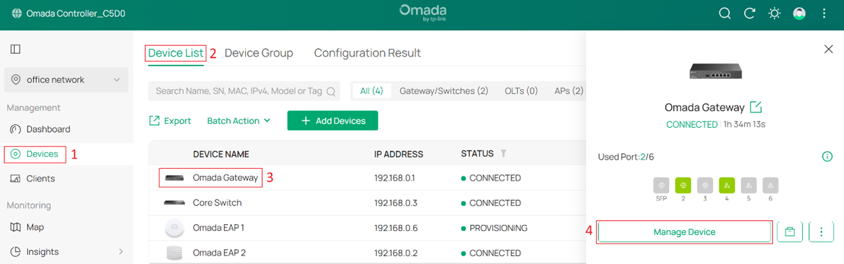 Enter the Gateway management page.