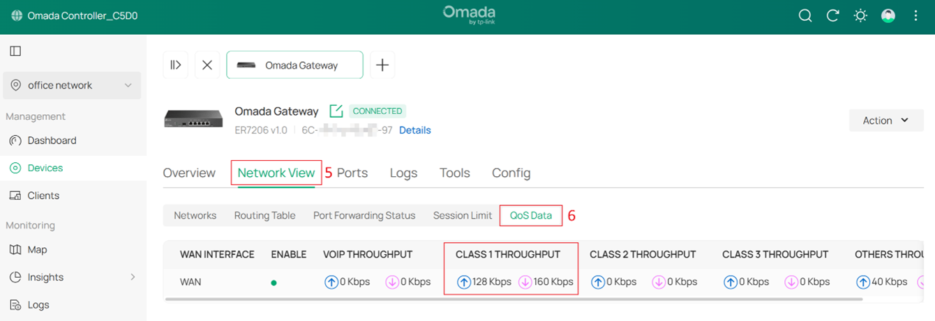 Check the QoS Data status.