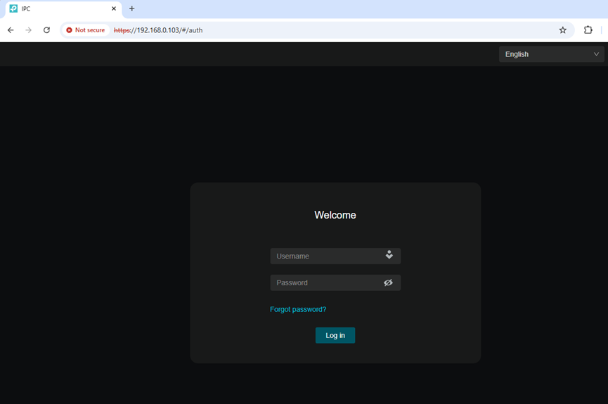 The device login screen on Chrome.