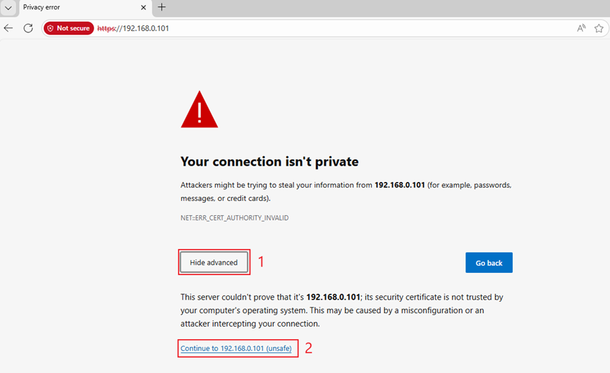 Your connection isn’t private message page for Microsoft Edge.