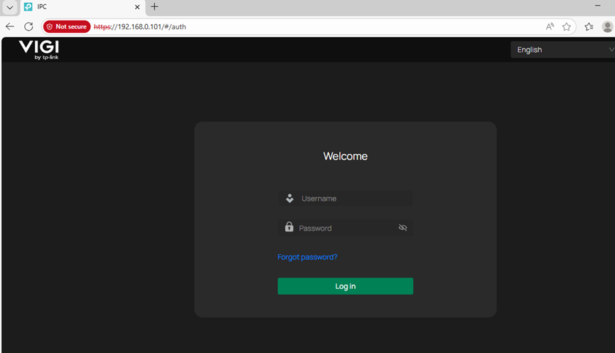 The device login screen on Edge.