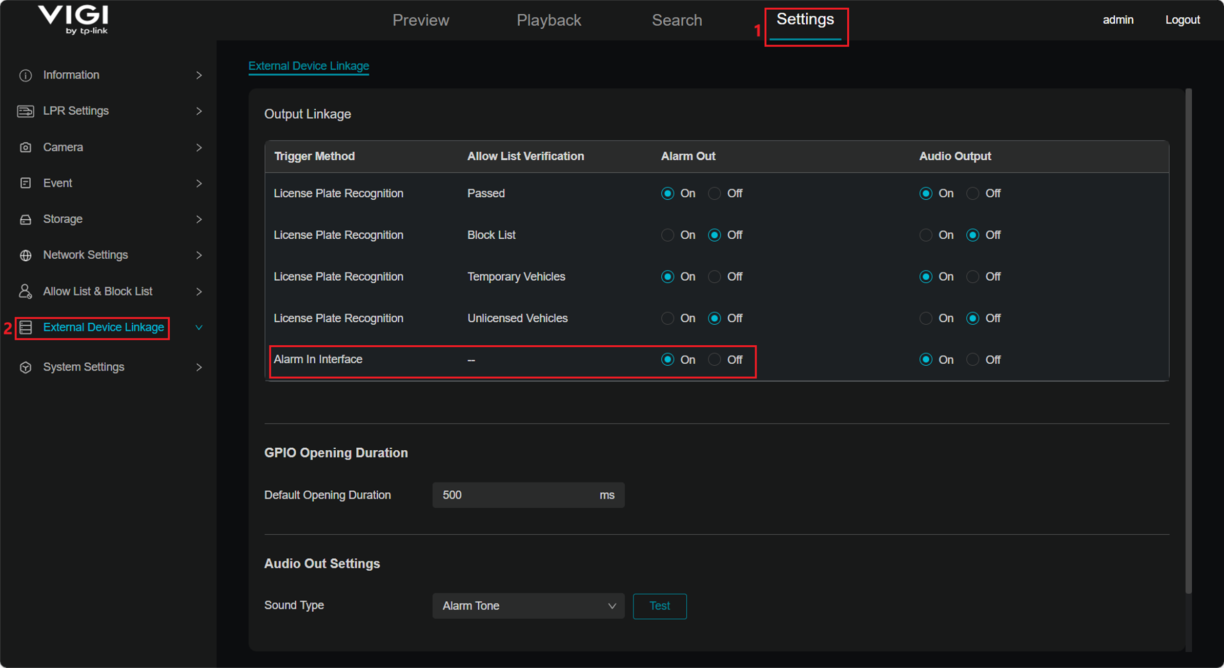 Show path of External Device Linkage.