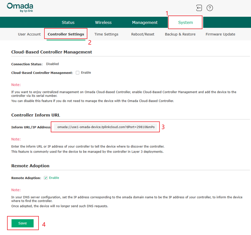 Input box where you can enter your Controller’s URL.