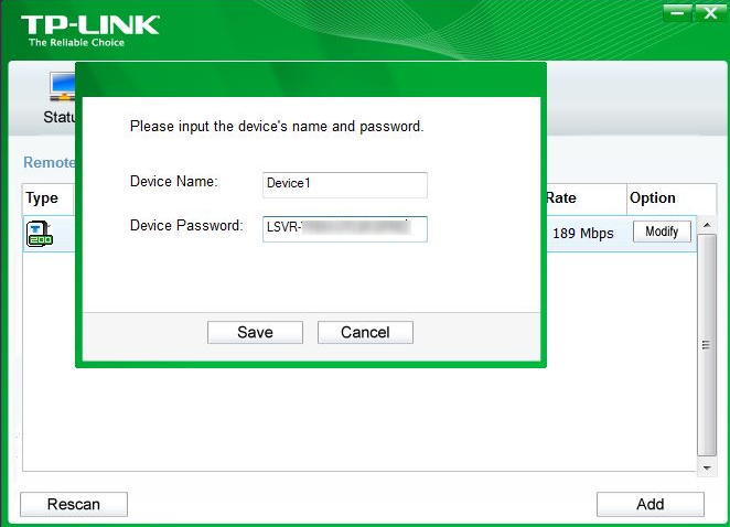 Device Password page.