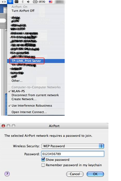 Connect wifi of TP-Link_Print Server.