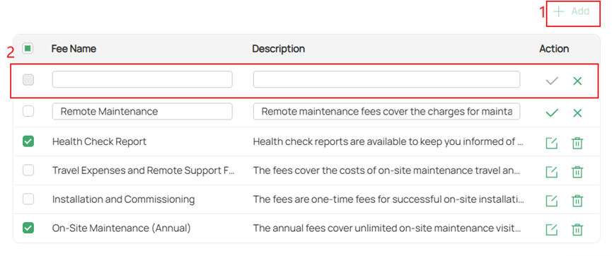 You can create custom items based on actual requirements.