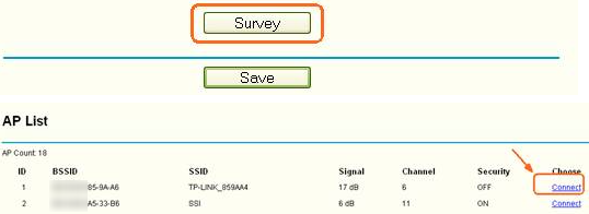 Survey for available wireless networks.