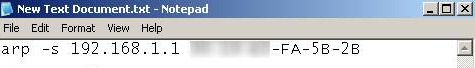 Type in ARP using Notepad.