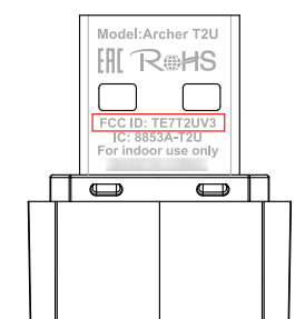 Model number on Archer T2U.
