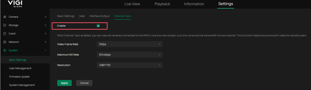 Alt text: Location to enable channel-zero.