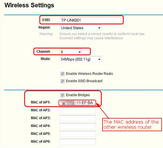 Wireless Settings page.