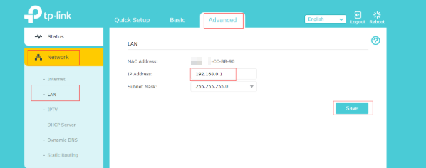 LAN page of new blue UI.