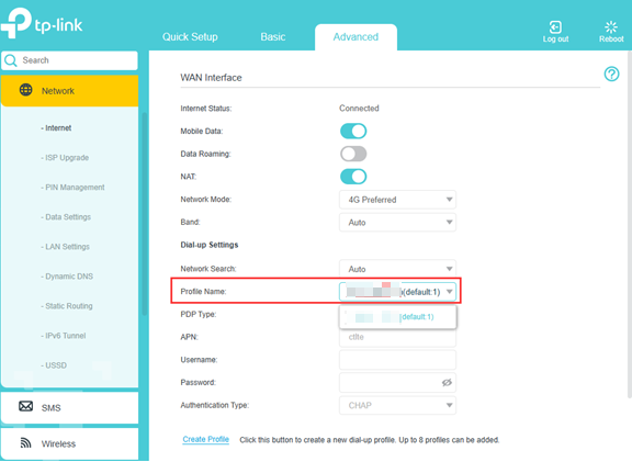 Check for available profiles.