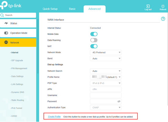 Click "Create Profile".