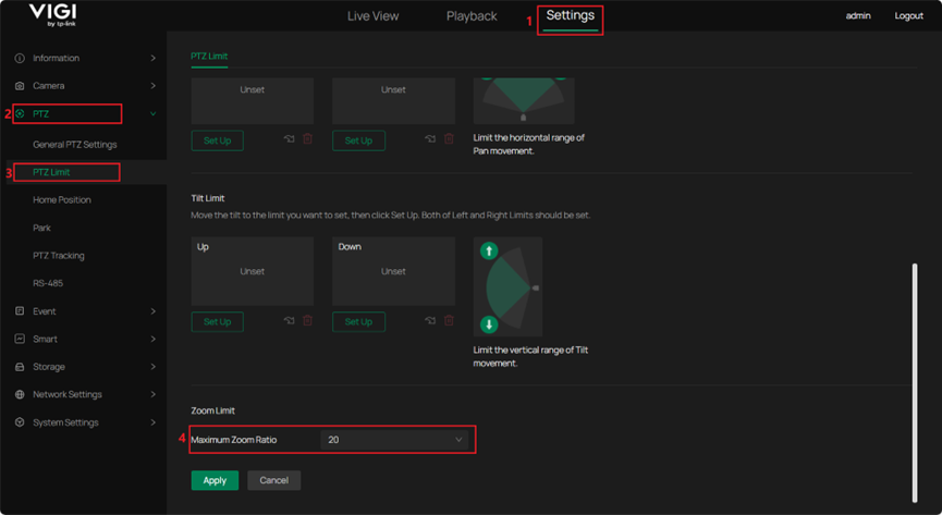 Show the position of the Maximum Zoom Ratio configuration.