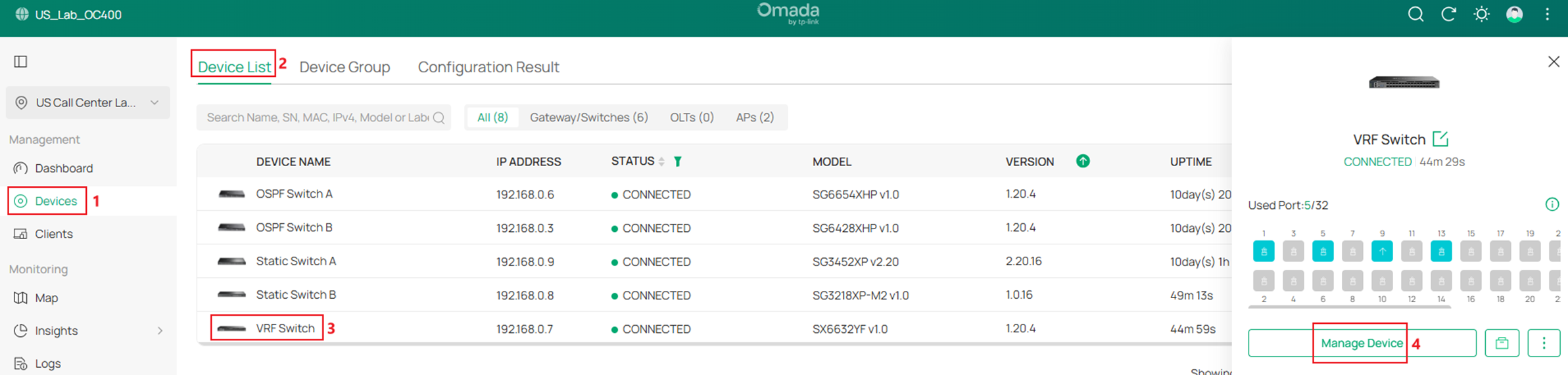 Show the process of entering switch configuration page.