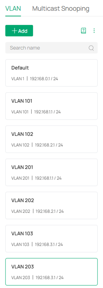 Show the VLAN list.