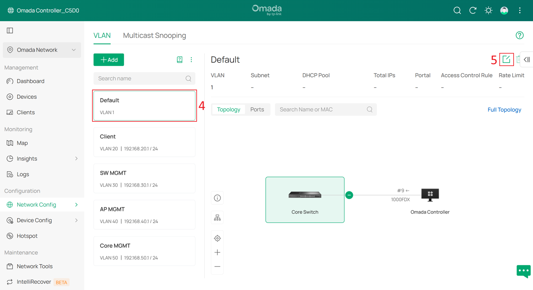 Edit the Default Network.