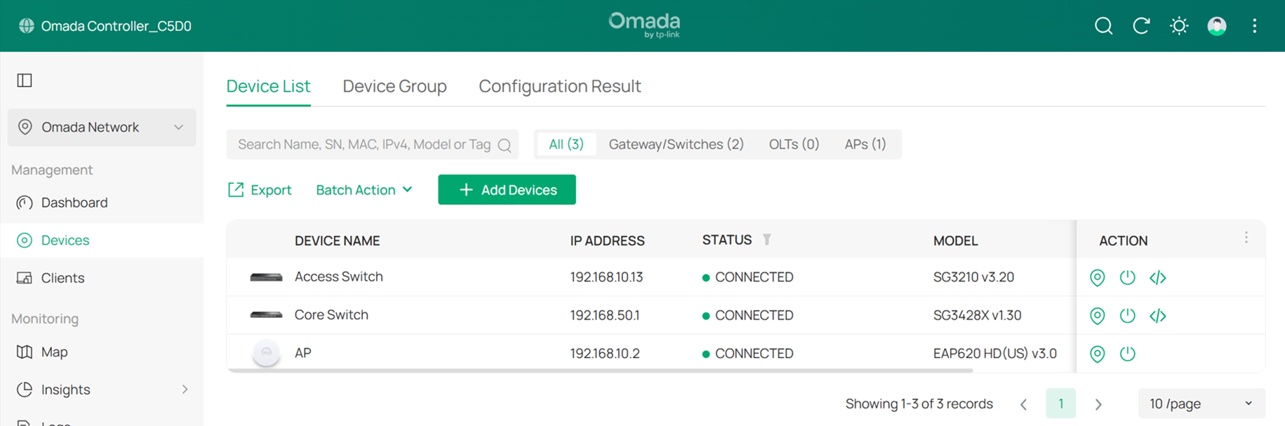Complete the adoption of all Omada switches and Omada APs.