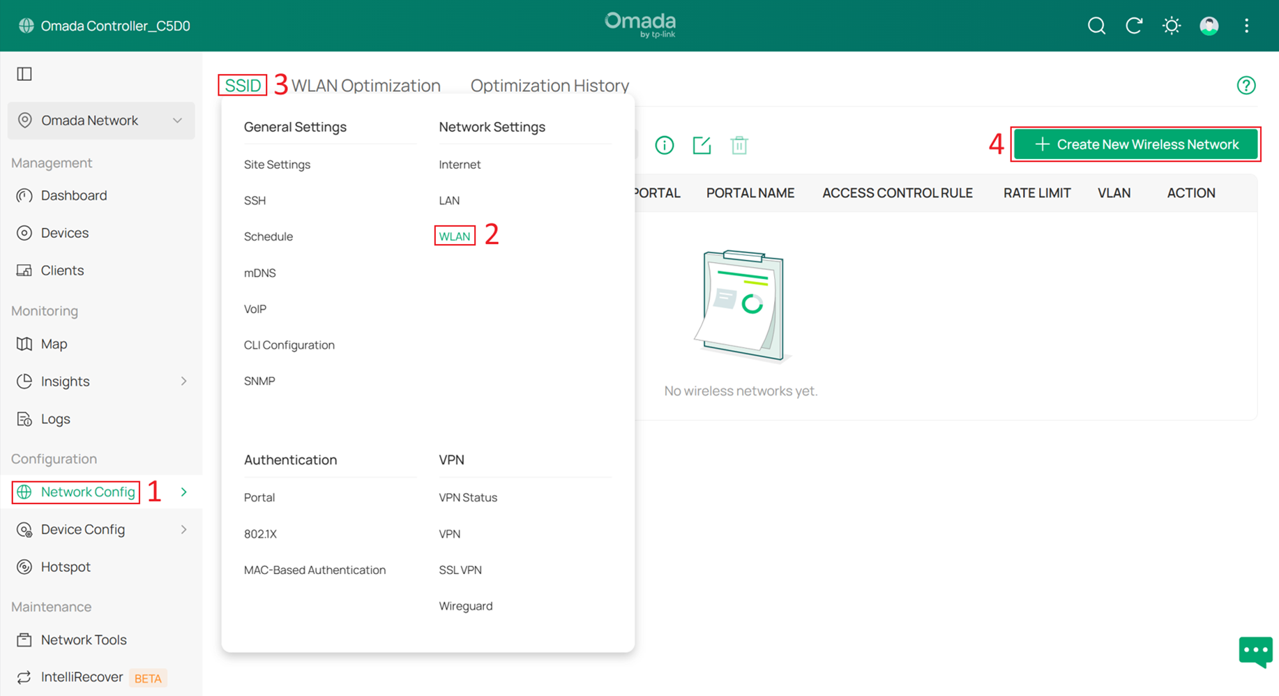 Go to create new SSID.