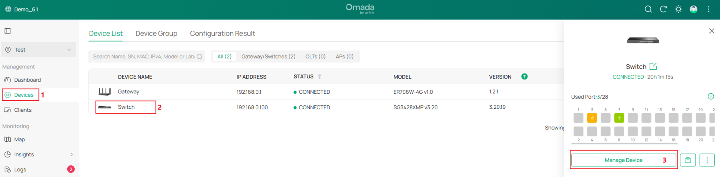 show the click button process on the controller